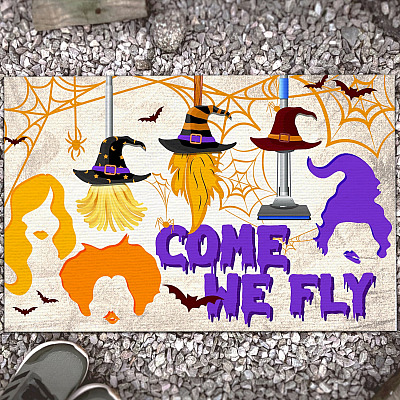 Funny Magic Halloween Witch Meme Saying Welcome Home Doormat - Come We Fly Witch Hocus Brooms Pocus Halloween Doormat