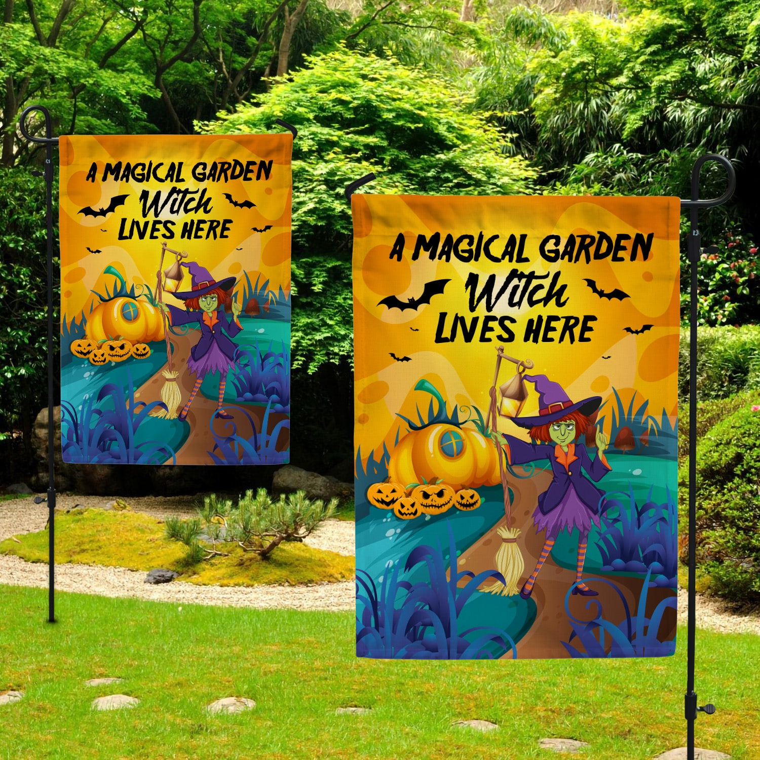 5KNG. Magical Garden 30X40 Garden Flag Mockup 2 Side