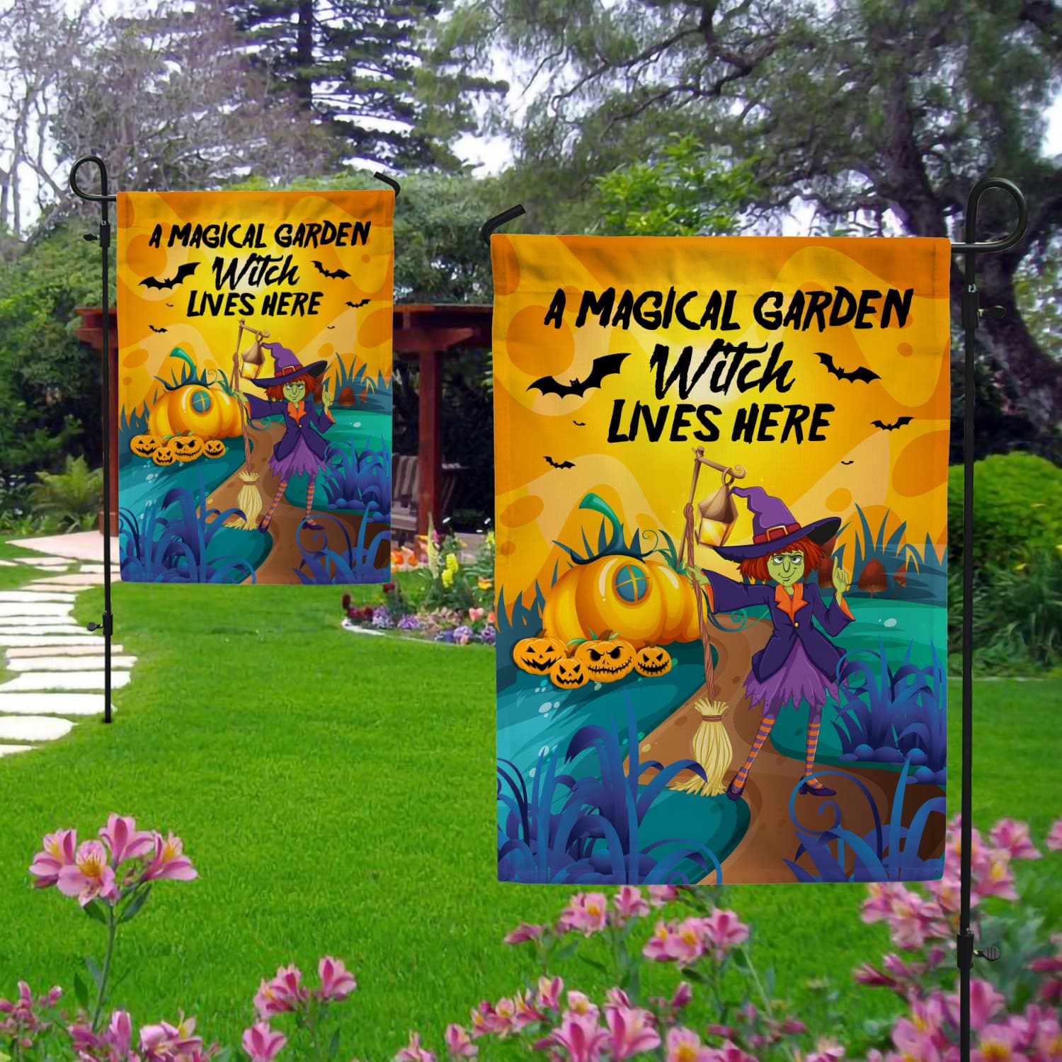 5KNG. Magical Garden 30X40 Garden Flag Mockup 2 Side-1