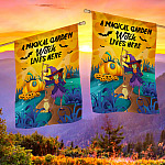 5KNG. Magical Garden 30X40 House Flag Mockup 2 Side