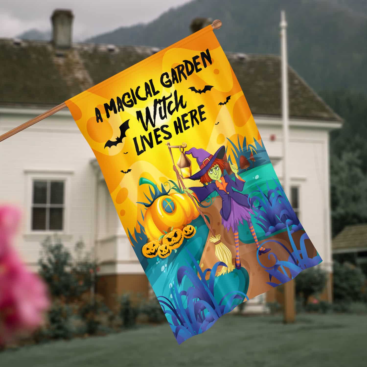 5KNG. Magical Garden 30X40 House Flag Mockup 4