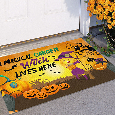 Alternative view of A Magical Garden Witch Lives Here Indoor Outdoor Doormat - Witch Doormat