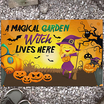 A Magical Garden Witch Lives Here Indoor Outdoor Doormat - Witch Doormat