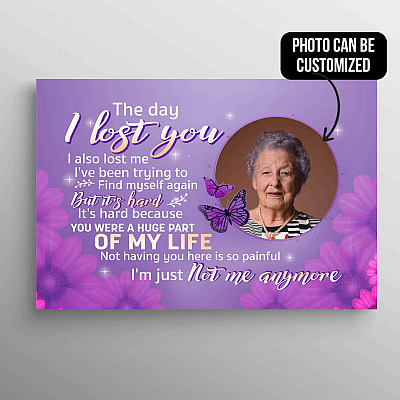 Alternative view of Personalized Photo the Day I Lost You I Also Lost Me Memorial Wrapped Framed Canvas Prints - Unframed Poster