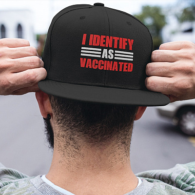 Alternative view of I Identify As Vaccinated Twill Cap - High-Profile Snapback Hat - Trucker Hat - Vaccination Hat