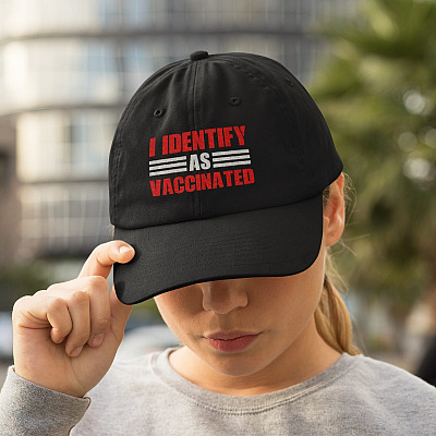 I Identify As Vaccinated Twill Cap - High-Profile Snapback Hat - Trucker Hat - Vaccination Hat