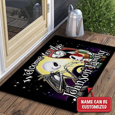 Alternative view of Personalized Jack And Sally Family Nightmare Before Christmas Indoor Doormat - Custom Halloween Outdoor Door Mat