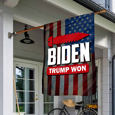 Screw Biden Trump Won Rigged Election Garden Flag - Pro Trump Conservative House Flag