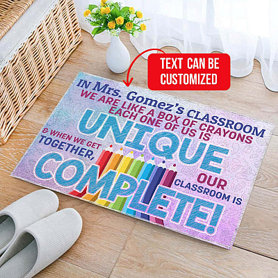 Personalized Name We Are Like a Box of Crayons Each One of Us Is Unique Doormat - Back to School Indoor Outdoor Doormat