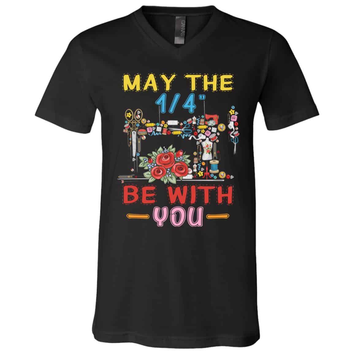 May The 1/4 Be With You F Gifts, Black, V-Neck T-Shirt May The 1/4 Be With You F Gifts, Black, V-Neck T-Shirt