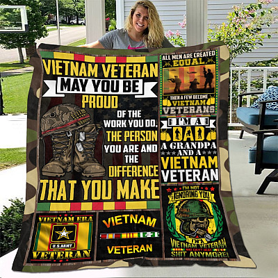 Alternative view of Vietnam Veteran May You Be Proud of The Work You Do Vietnam Veteran Gifts Fleece Blanket - Mink Blanket