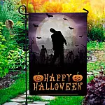 Happy Halloween Bat Zombie Outdoor Indoor Decorative Garden Flag - House Flag - Wall Flag - Horror Flag