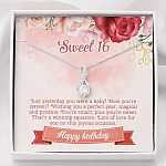 Sweet 16 Happy Birthday Alluring Beauty Necklace - Sweet Sixteen 16th Birthday Necklace - Birthday Jewelry - Alluring Beauty Necklace