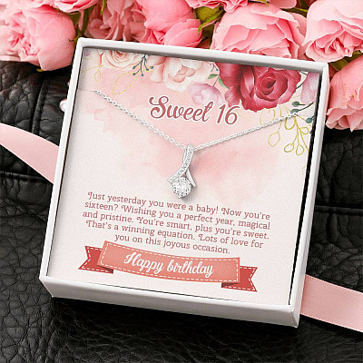 Sweet 16 Happy Birthday Alluring Beauty Necklace - Sweet Sixteen 16th Birthday Necklace - Birthday Jewelry