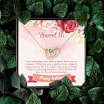 Sweet 16 Happy Birthday Interlocking Hearts Pendant Necklace - Sweet Sixteen 16th Birthday Necklace Jewelry