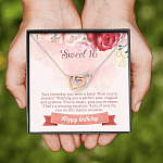 Sweet 16 Happy Birthday Interlocking Hearts Pendant Necklace - Sweet Sixteen 16th Birthday Necklace Jewelry