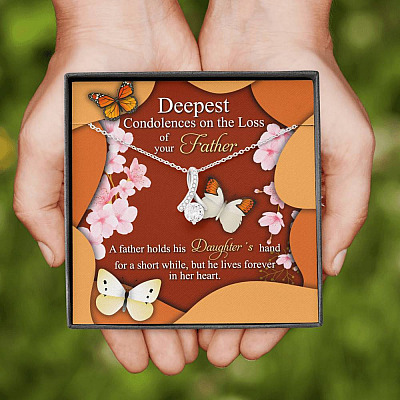 Deepest Condolence On The Loss Of Your Father Memorial Alluring Beauty Necklace - Remembrance Sympathy Gift