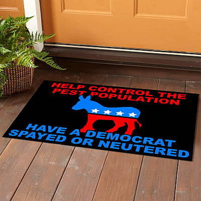 Alternative view of Help Control The Pest Population Have A Democrat Spayed Or Neutered Indoor Outdoor Doormat
