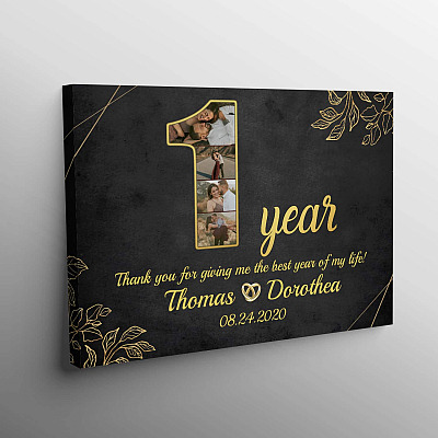 Alternative view of Personalized 1 Year Together Anniversary Framed Canvas - Custom Photo 1st Year Wedding Anniversary Unframed Poster