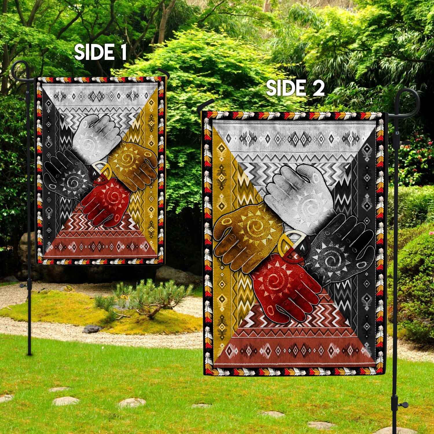 5KT. 4 Directions Native American-30x40 Garden Flag Mockup 2 Side