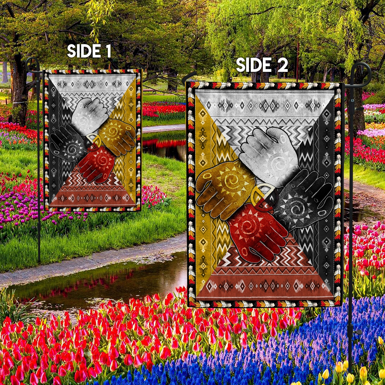 5KT. 4 Directions Native American-30x40 Garden Flag Mockup 2 Side-2