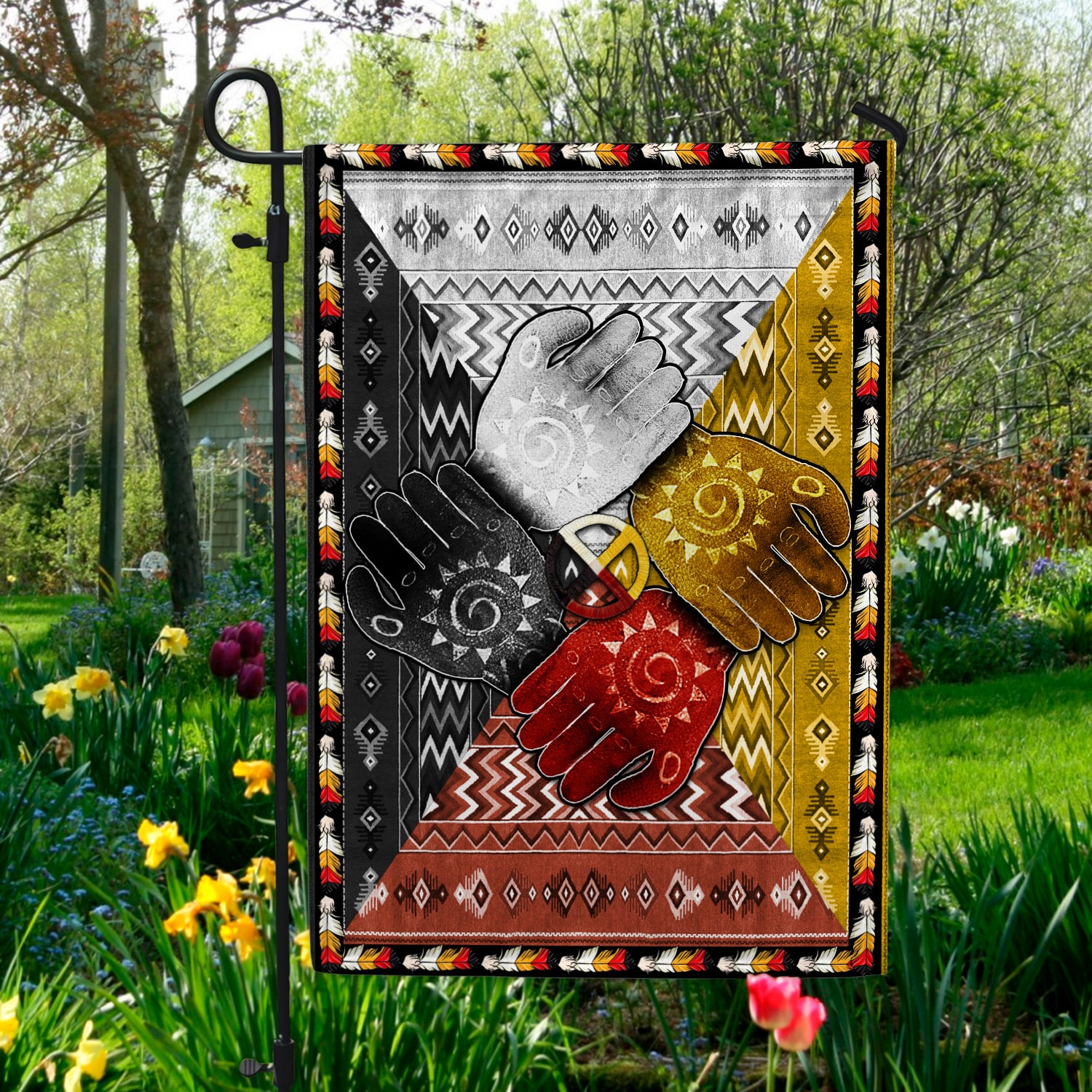 5KT. 4 Directions Native American-30x40 Garden Flag Mockup 5