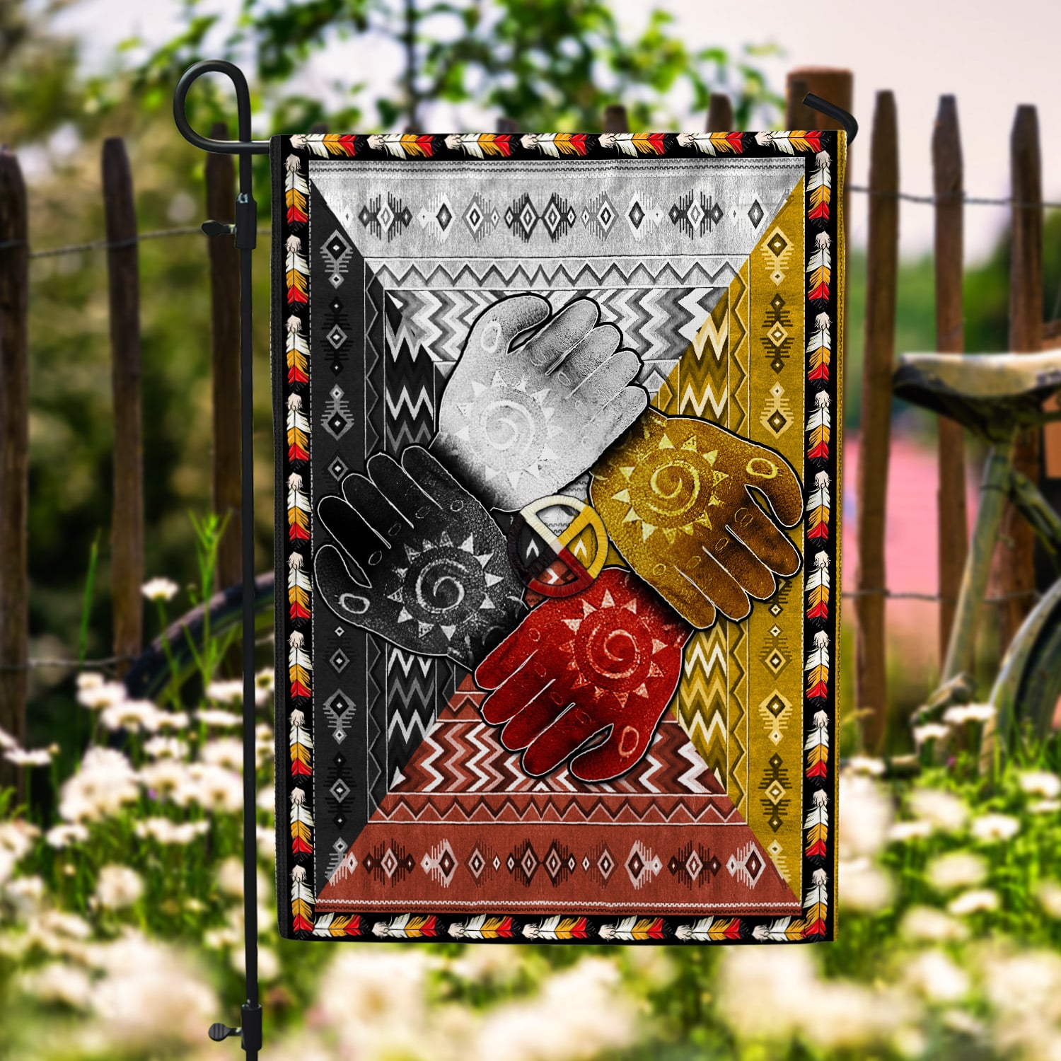 5KT. 4 Directions Native American-30x40 Garden Flag Mockup 6