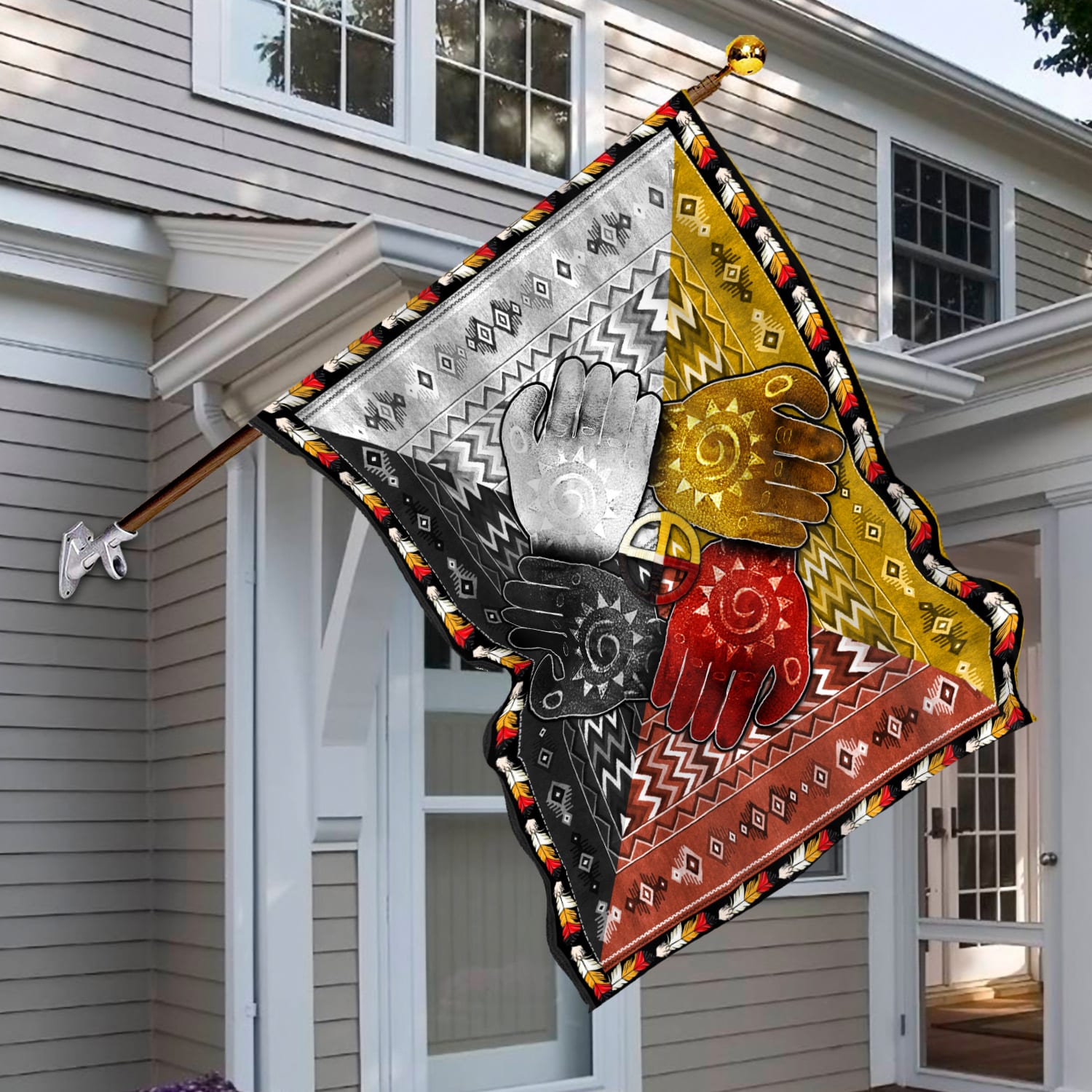 5KT. 4 Directions Native American-30x40 House Flag Mockup 6