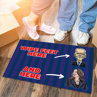 Alternative view of Funny Wipe Feet Here Biden Kamala Meme Saying House Doormat – Anti Joe Biden Kamala Harris Entrance Home Doormat