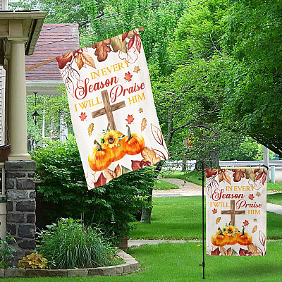 Alternative view of In Every Season I Will Praise Him Fall Autumn Christian Outdoor House Flag - Fall For Jesus Home Garden Flag