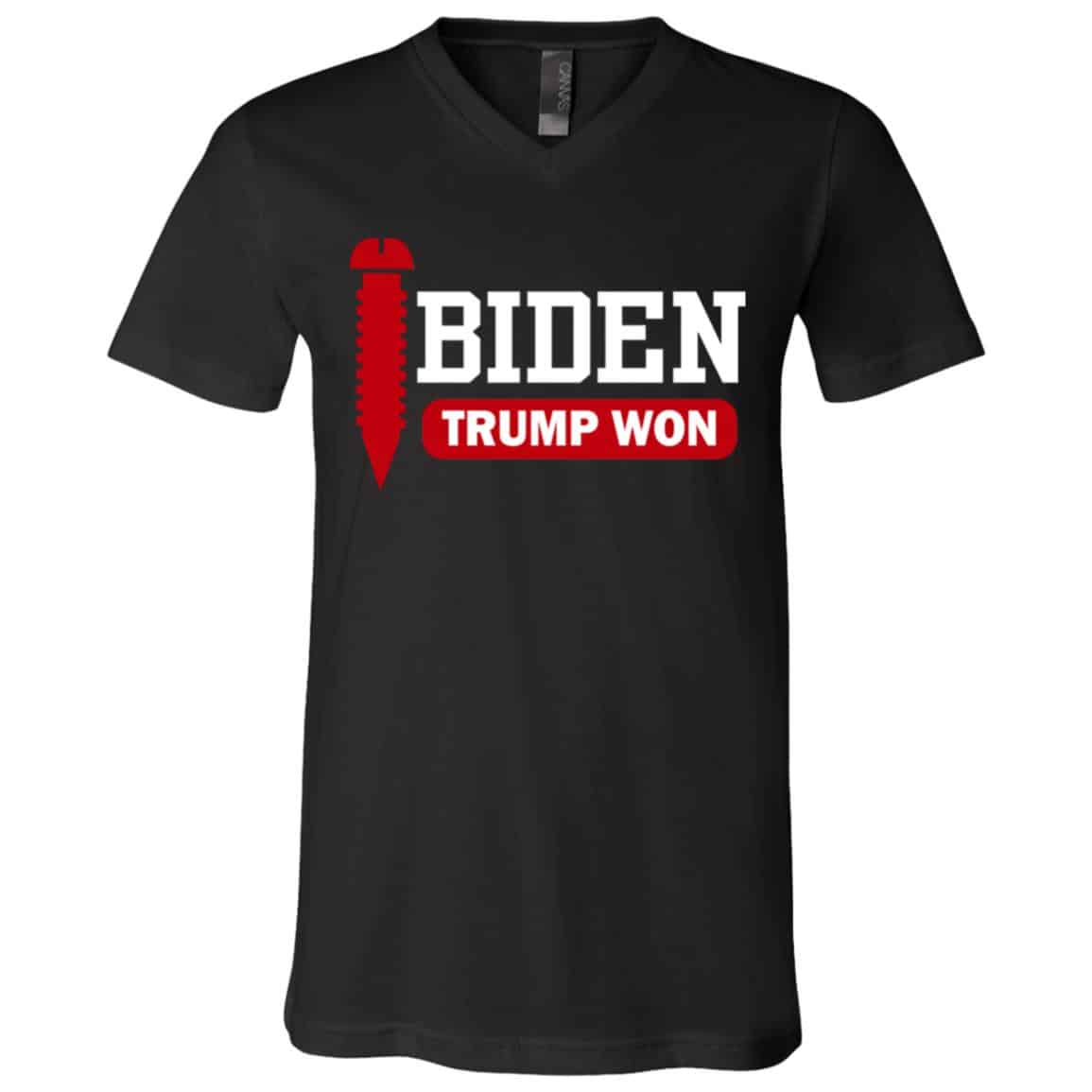 Screw Biden Trump Tshirt, Black, V-Neck T-Shirt