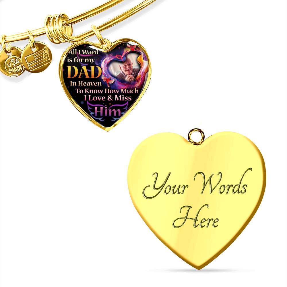 Personalized Photo All I Want Is For My Dad In Heaven I Love And Miss Him Hearts Pendant Necklace - Memorial Dad Necklace Personalized Photo All I Want Is For My Dad In Heaven I Love And Miss Him Hearts Pendant Necklace - Memorial Dad Necklace