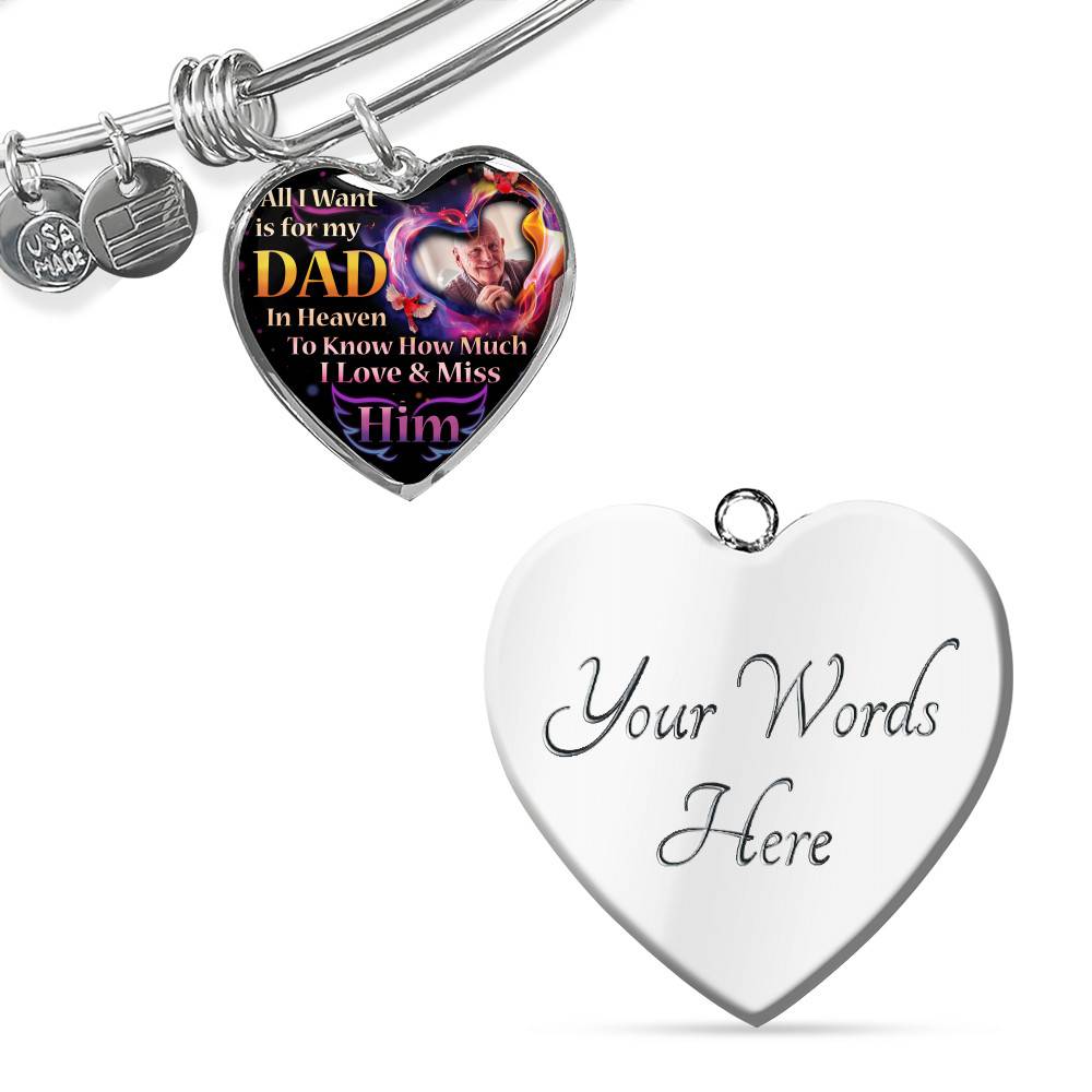 Personalized Photo All I Want Is For My Dad In Heaven I Love And Miss Him Hearts Pendant Necklace - Memorial Dad Necklace Personalized Photo All I Want Is For My Dad In Heaven I Love And Miss Him Hearts Pendant Necklace - Memorial Dad Necklace
