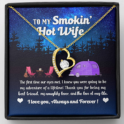 Camping Van To My Smokin Hot Wife The First Time Our Eyes Met Forever Love Heart Necklace - Forever Love Necklace (18K Yellow Gold)
