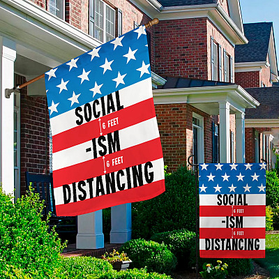 Alternative view of Social-ism Distancing Garden Flag - House Flag - Wall Flag - Anti Socialism Flag