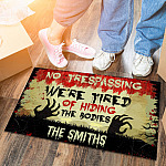 2VT. No Trespassing Hiding The Bodies sample design Doormat mockup 6