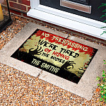 2VT. No Trespassing Hiding The Bodies sample design Doormat mockup 10