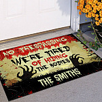 2VT. No Trespassing Hiding The Bodies sample design Doormat mockup 11