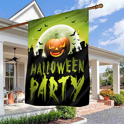 Halloween Party Scary Pumpkins Graveyard Flag - Halloween Themed Garden Flag - House Flag - Wall Flag