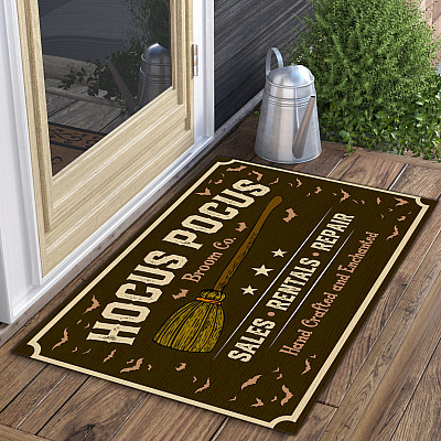 Alternative view of Hocus Pocus Broom Co Sales Rentals Repair Hand Craft and Enchanted Doormat - Funny Witch Halloween Doormat