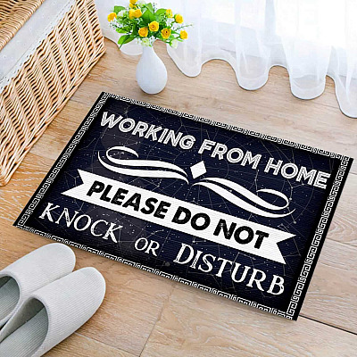 Alternative view of Working From Home Please Do Not Knock Or Disturb Indoor Outdoor Decorative Doormat