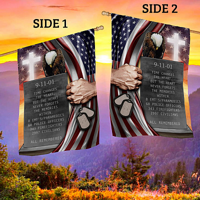 Alternative view of 9-11-01 Never Forget the Memories Within 20 Years Anniversary Flag - Patriot Day Outdoor Flag - Memorial Day Flag