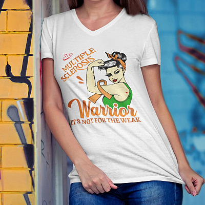 Alternative view of Fight Against Ms Multiple Sclerosis Warrior Not for the Weak T-Shirt - V-Neck Tee