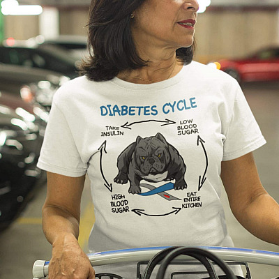 Alternative view of Type 1 Diabetes Awareness Ribbon T-Shirt - V-Neck Tee - Diabetes Cycle Shirt