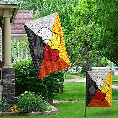 Alternative view of Native American Hands Together Outdoor Indoor Garden Flag - House Flag - Wall Flag - Medicine Wheel Flag