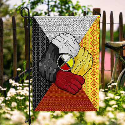 Native American Hands Together Outdoor Indoor Garden Flag - House Flag - Wall Flag - Medicine Wheel Flag