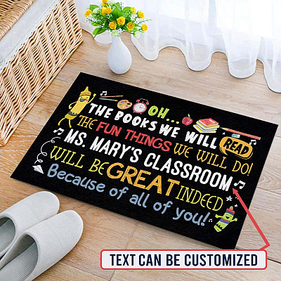 Alternative view of Custom Classroom Name Oh The Books We Will Read The Fun Things We Will Do House Doormat - Outdoor Indoor Doormat
