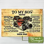 Personalized Hot Rod Car To My Son While On This Ride Called Life Framed Canvas Prints - Unframed Poster
