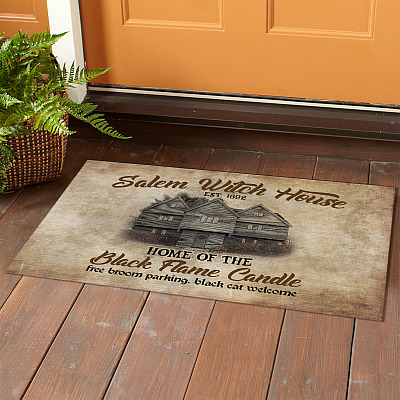 Alternative view of Salem Witches House Est 1692 Home Of The Black Flame Candle Doormat - Outdoor Indoor Doormat