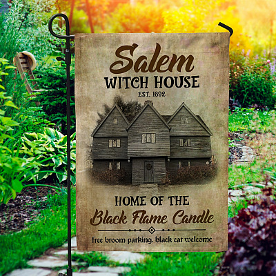 Salem Witches House Est 1692 Home Of The Black Flame Candle Decorative Garden Flag - House Flag
